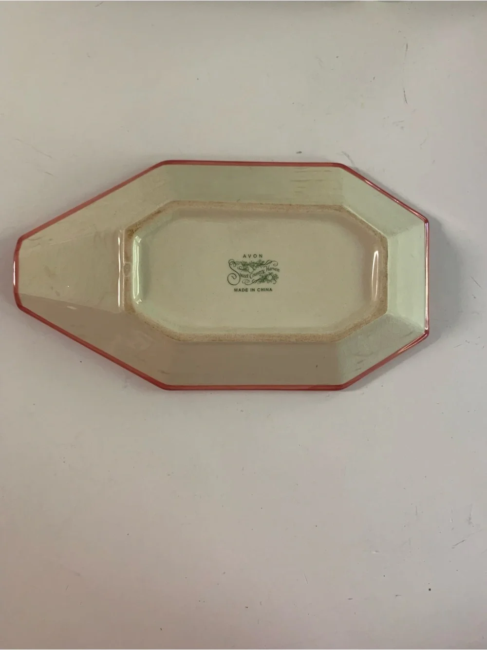 Three Avon Sweet Country Harvest Cream Ceramic Dish with Pink Trim